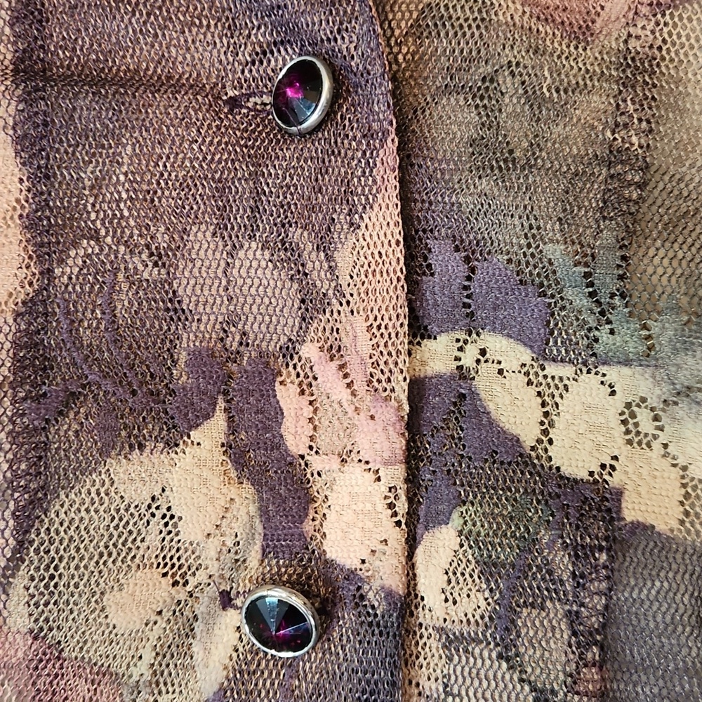 Dorby Dark Floral Lace Button Blouse - Picture 3 of 5